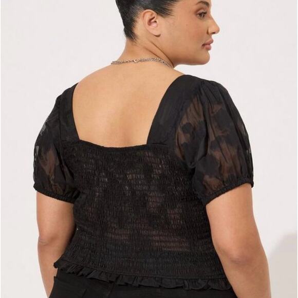 TORRID Black Cotton Clip Floral Smocked Crop
Тор.  NWT! - Picture 3 of 8